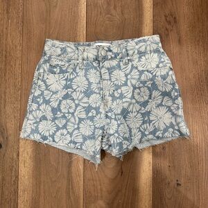 RSQ Blue and White Floral Jean Shorts High-Waisted